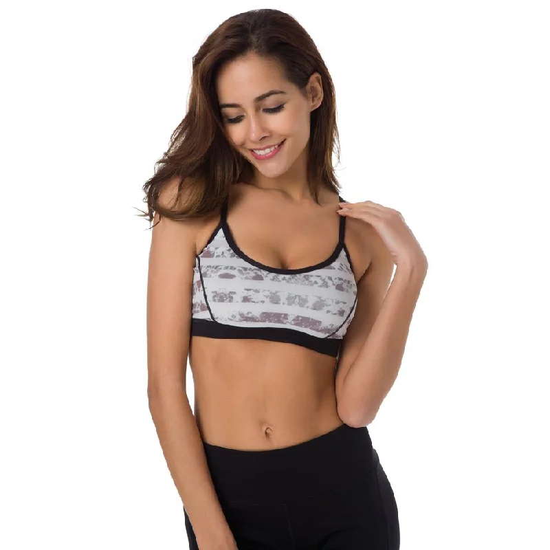 Grey Print  Sports Bra