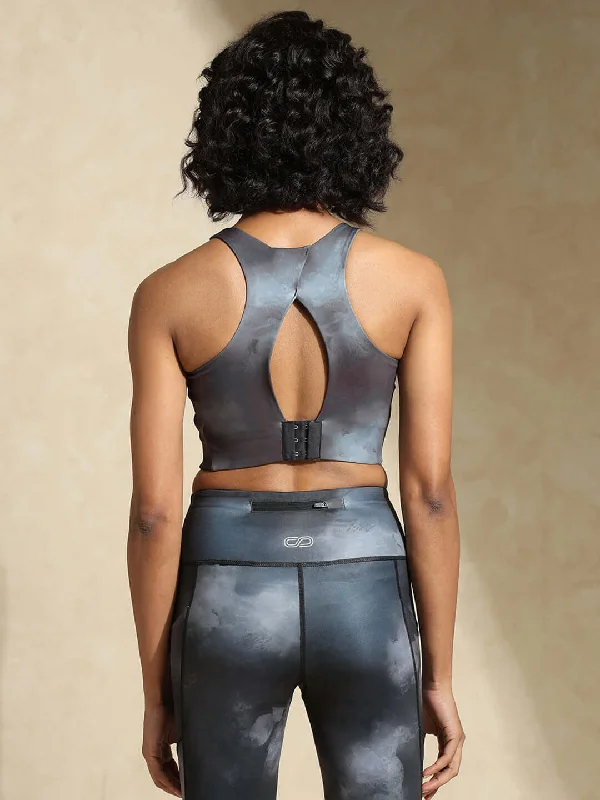 High Impact Action Bra With Clasp Acid Wash Light Padded Bra