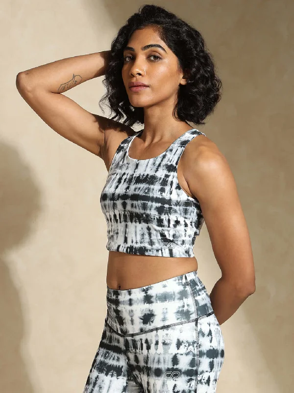 High Impact Action Bra With Clasp Black Shibori Soft Mesh Bra