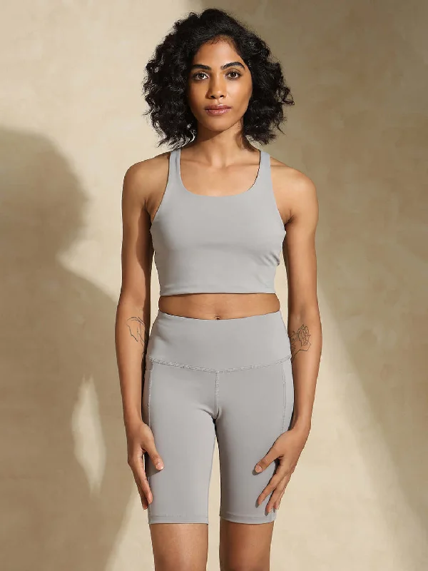 High Impact Action Bra With Clasp Cloud Grey Stylish Lace Bralette