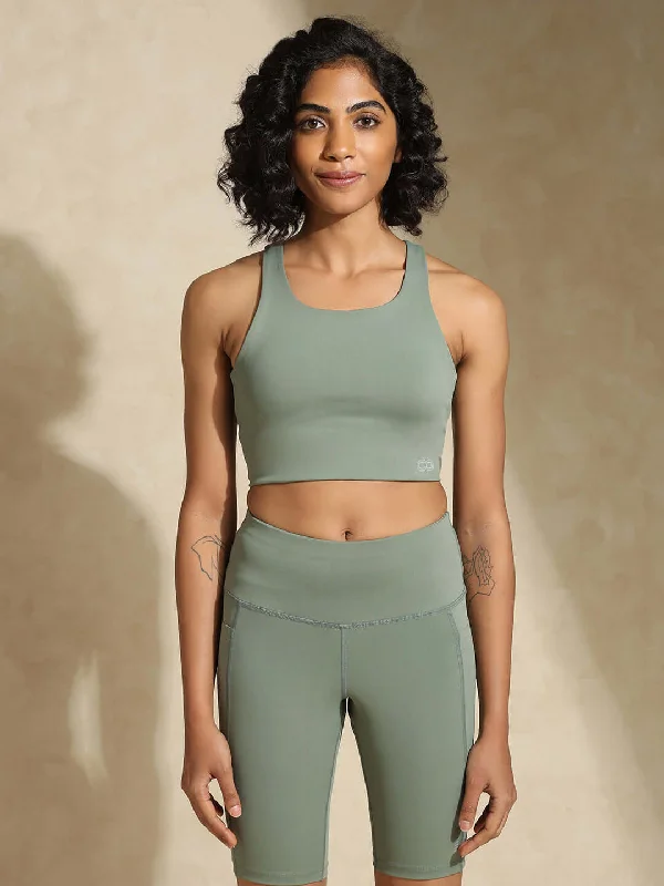 High Impact Action Bra With Clasp Light Sage Elegant Lace Bralette