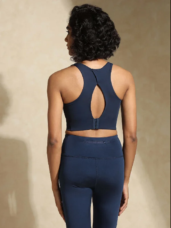 High Impact Action Bra With Clasp Navy Supportive Wireless Bra