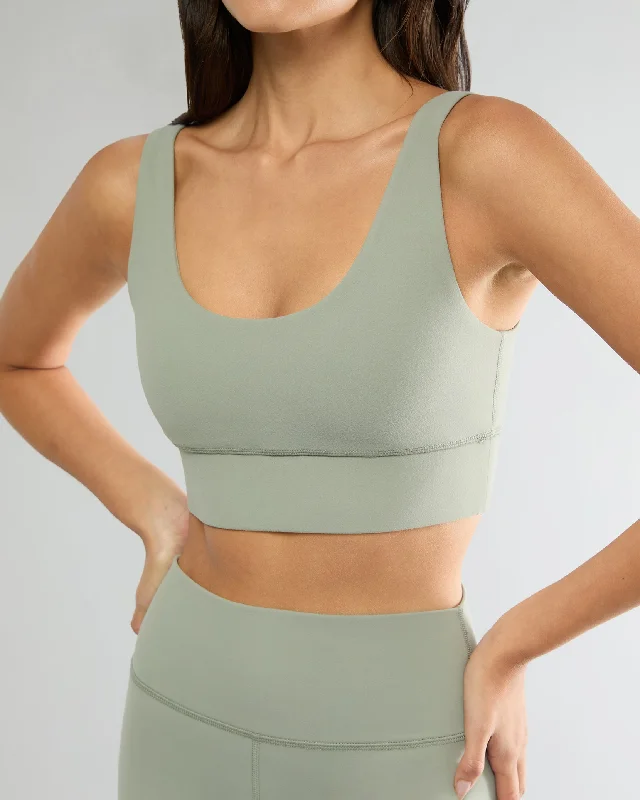 IVL Longline Bra Top - Shadow Green Stretchy Full Coverage