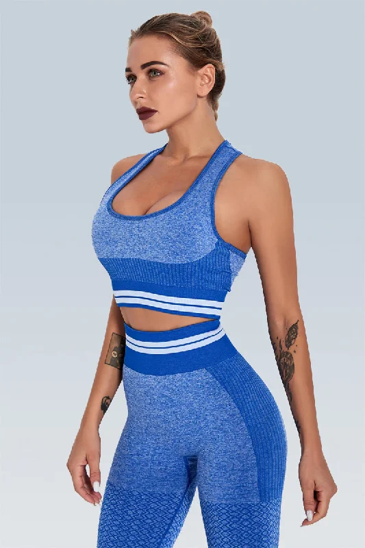 Knitted Stripe Seamless Sports Bra Comfortable Lace Bralette