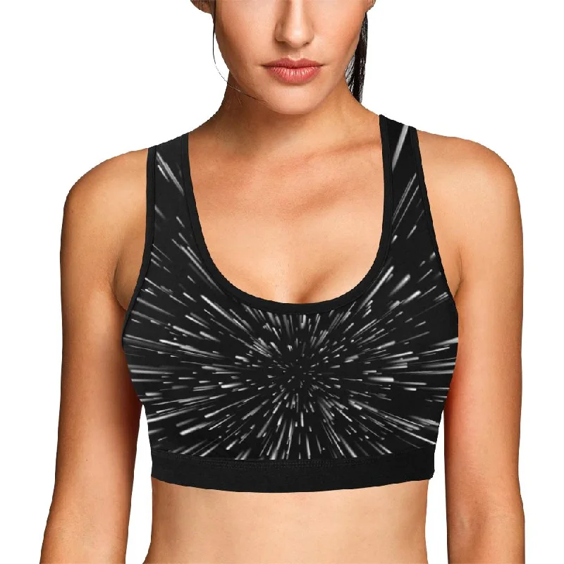 Light Speed Galaxy Space Print Women Sports Bra