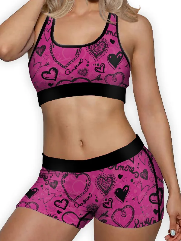 Love Hearts Ellie Sports Bra Elegant Satin Bralette