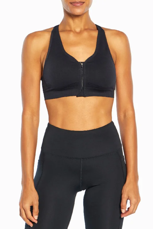 Savannah Seamless Front Zip Sports Bra Chic Lace Bra