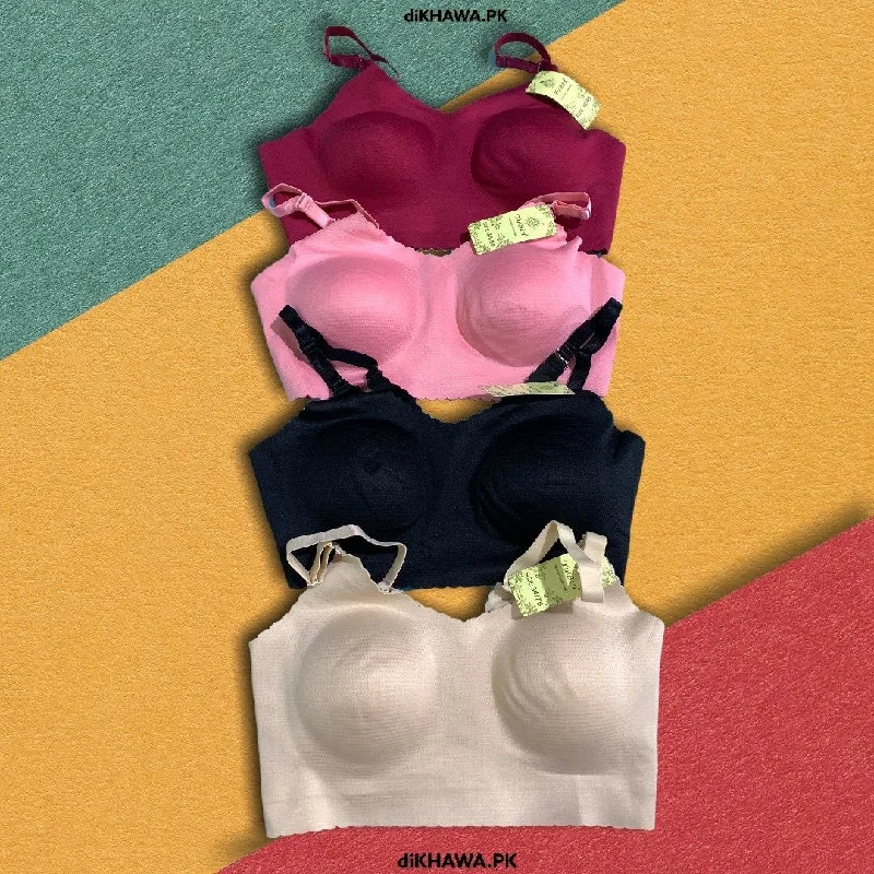 Pack off 4 Self Design Cotton Single Padded Bra -2021