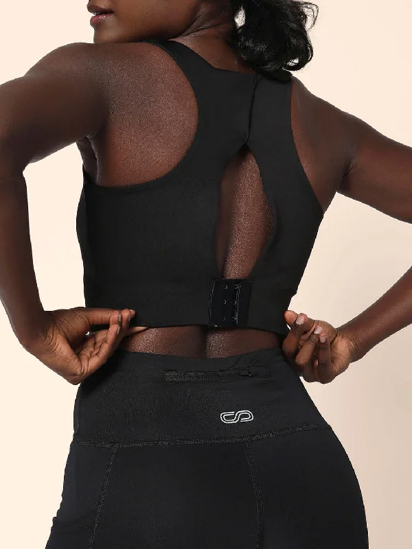 High Impact Action Bra With Clasp Black Chic Satin Bra