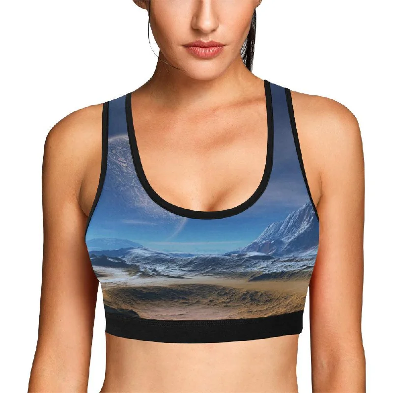 Planet Surface Galaxy Space Print Women Sports Bra