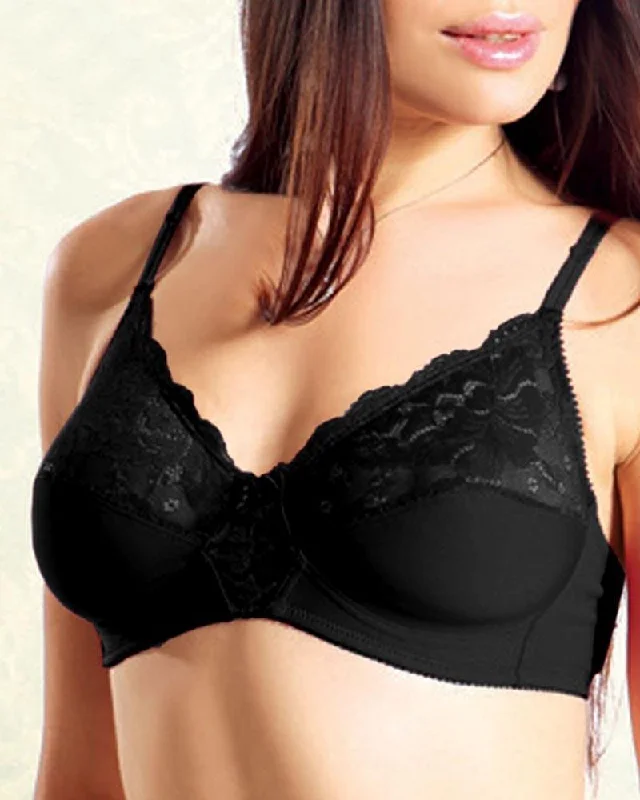 Pleasure Bra - Flourish Bra - Net Soft Jersey Cotton Bra - Non Padded Non Wired Bra Soft Lace Bra