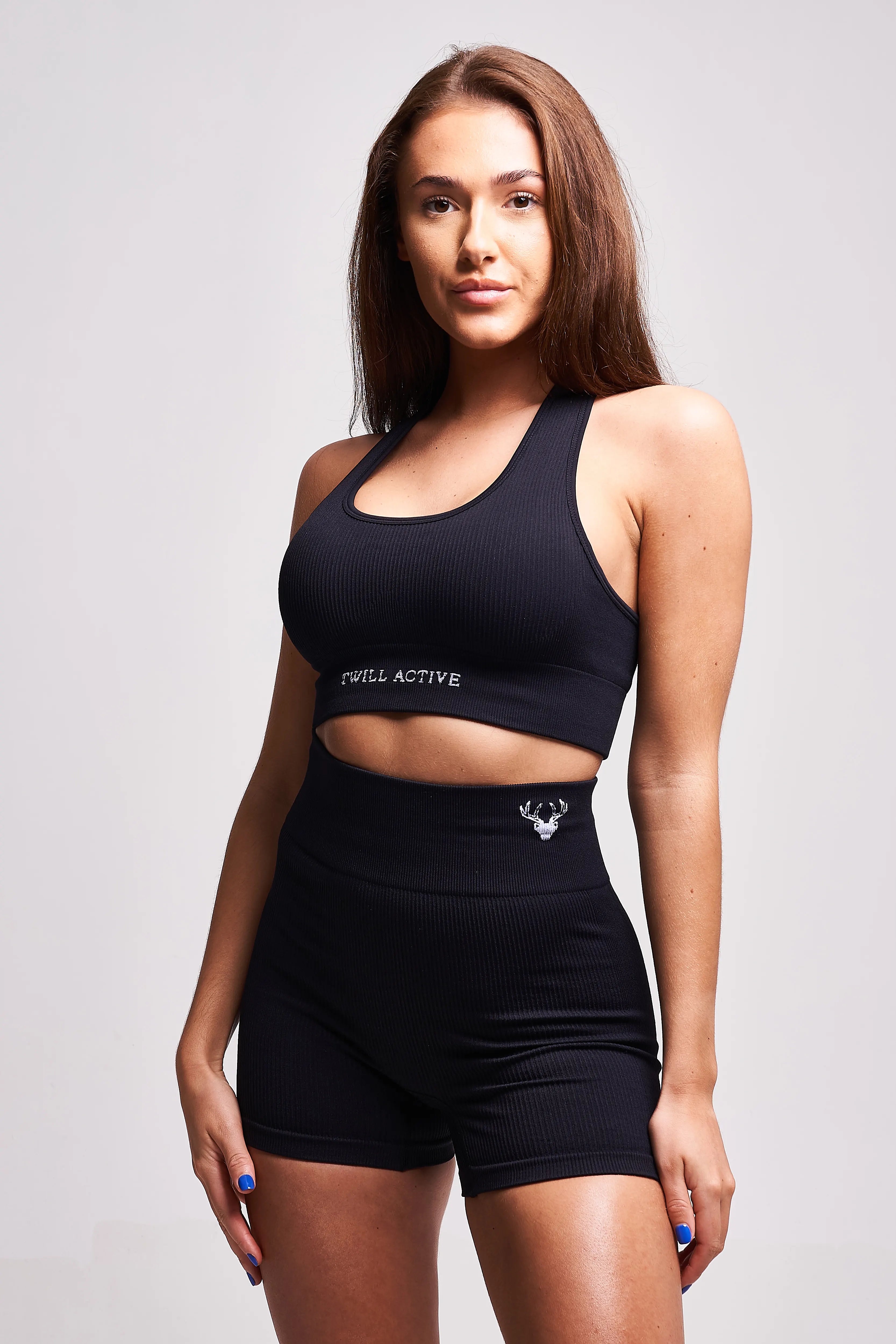 Linea Recycled Rib Racer Sports Bra – Black Stylish Strapless Bra