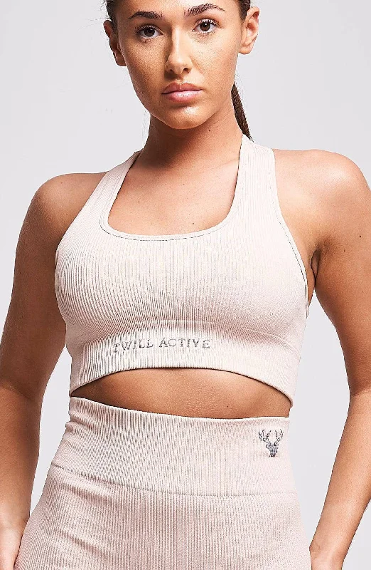 Nomex Recycled Rib Racer Sports Bra – Mink Sleek Push-Up Bra