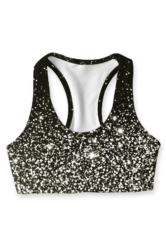 Silver Chichi Stella Black Seamless Racerback Sport Yoga Bra - Women Breathable Comfort Bra