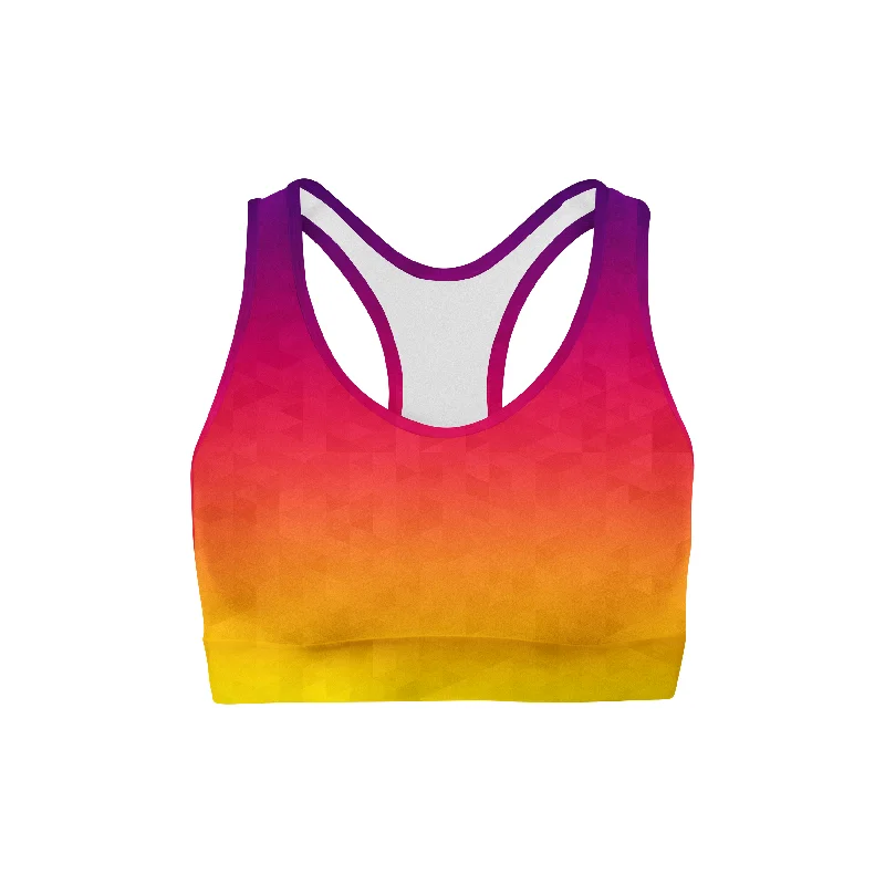 Sunset Triangles Color Back Sports Bra