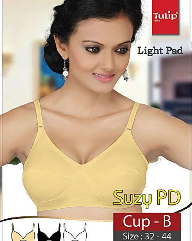 Suzy Bra - Tulip Bra - Soft Foam Bra - Single Padded Non Wired Elegant Silk Bra
