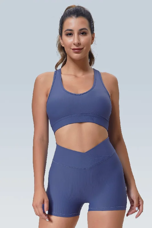 The V Ribbed Racerback Sports Bra