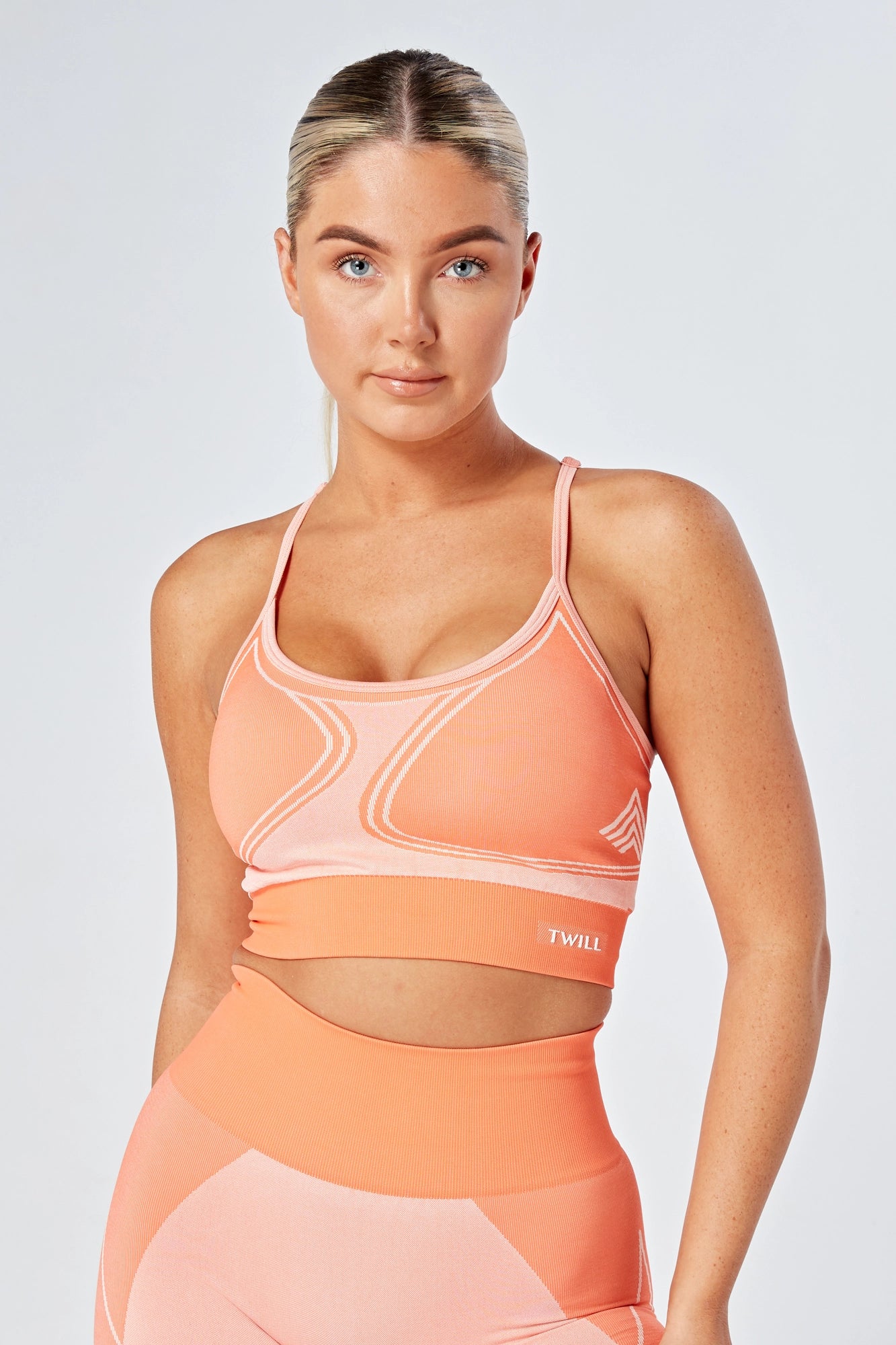 Twill Active Recycled Colour Block Body Fit Seamless Sports Bra - Coral Cozy Sleep Bra