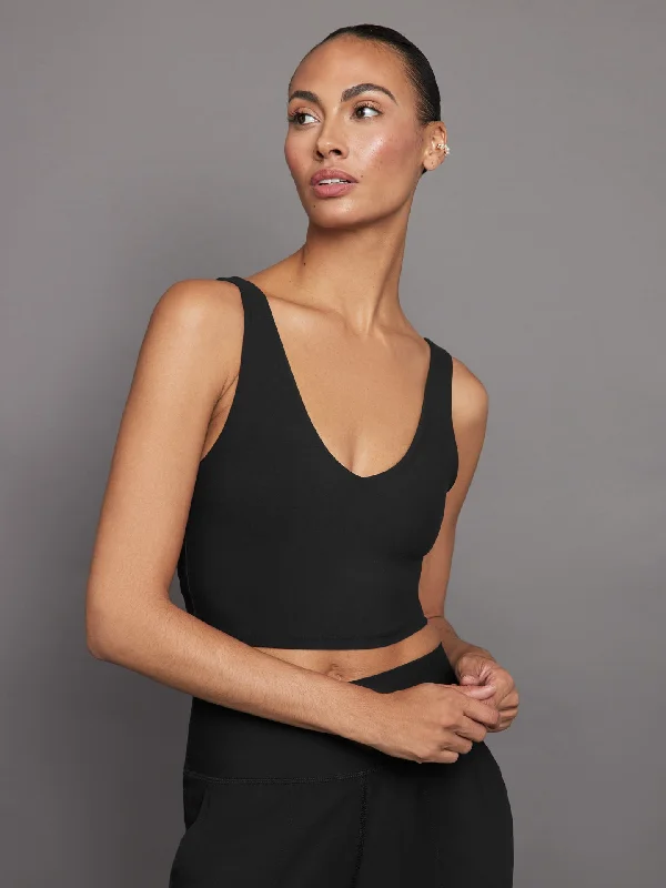 V-Neck Longline Bra in Melt - Black Breathable Wireless Bra