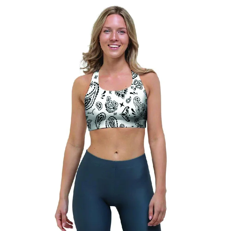 White Bandana Sports Bra Light Padded Bra