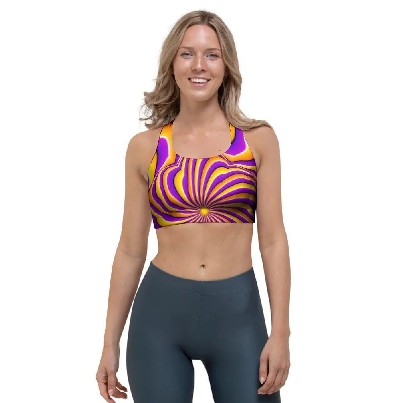 Yellow and purple spin illusion. Sports Bra Push-Up Wireless Bra