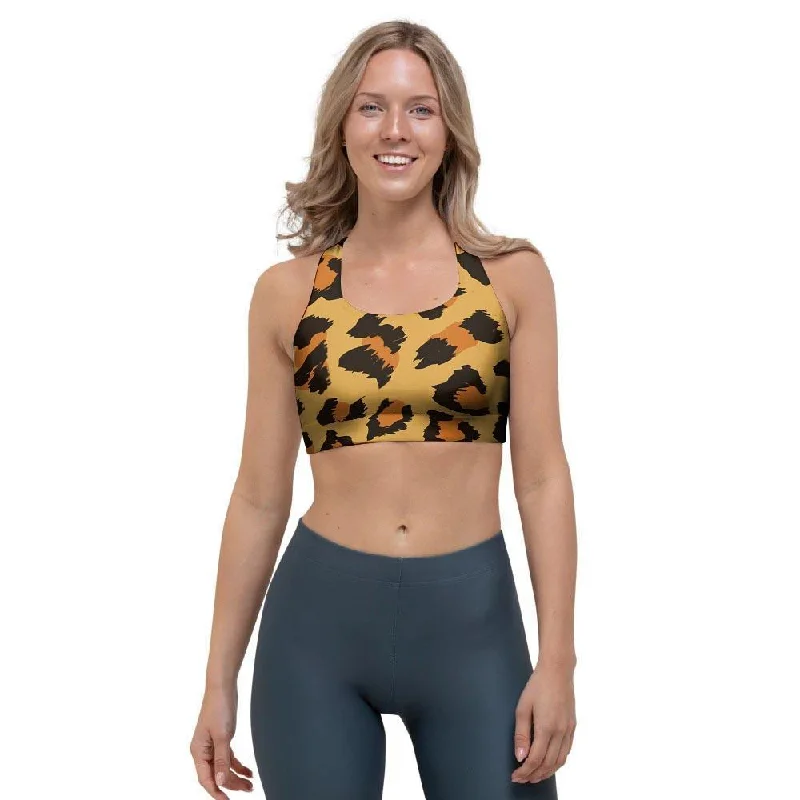 Yellow Cheetah Sports Bra Cotton Comfort Bra