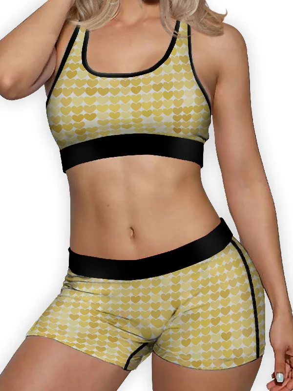 Yellow Hearts Ellie Sports Bra Sporty Compression Bra