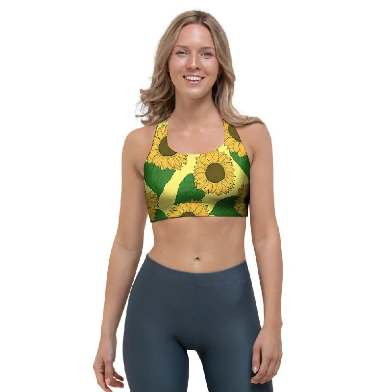 Yellow Sunflower Sports Bra