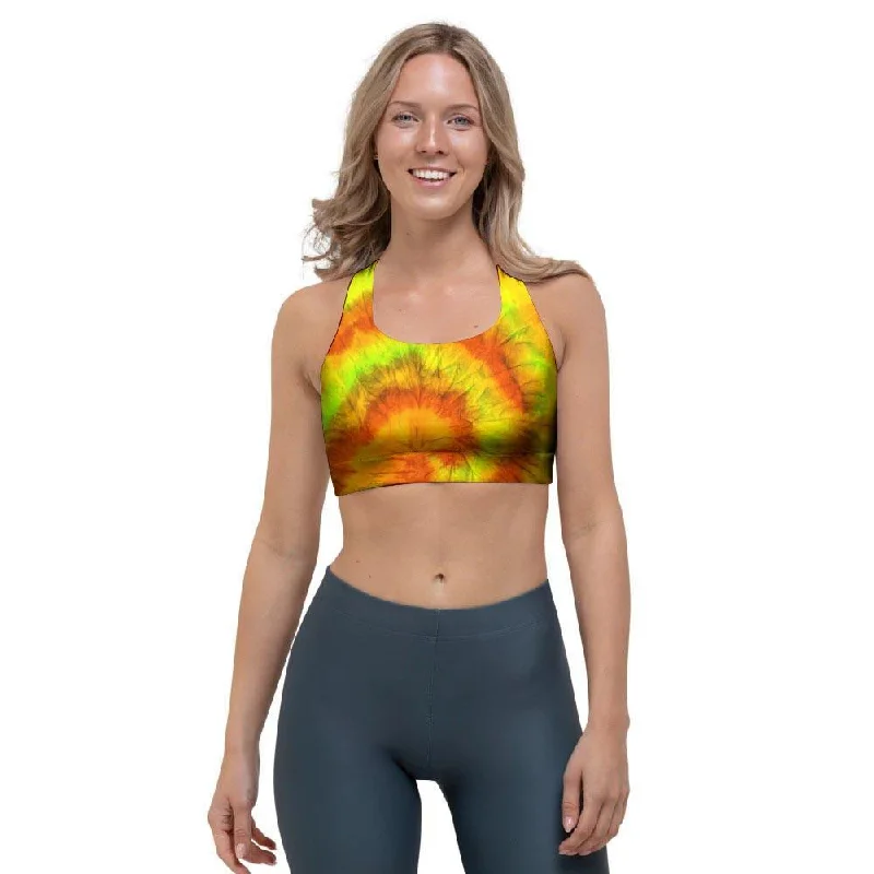 Yellow Tie Dye Sports Bra