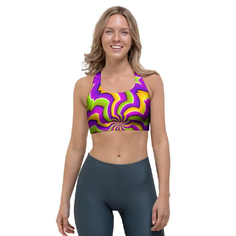 Zigzag Psychedelic Optical illusion Sports Bra