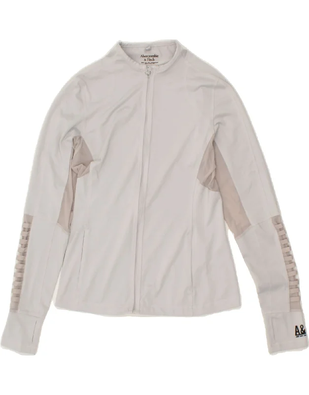 ABERCROMBIE & FITCH Womens Tracksuit Top Jacket UK 12 Medium Grey Front Pockets Side Pockets Patch Pockets ABERCROMBIE & FITCH Womens Tracksuit Top Jacket UK 12 Medium Grey Front Pockets Side Pockets Patch Pockets