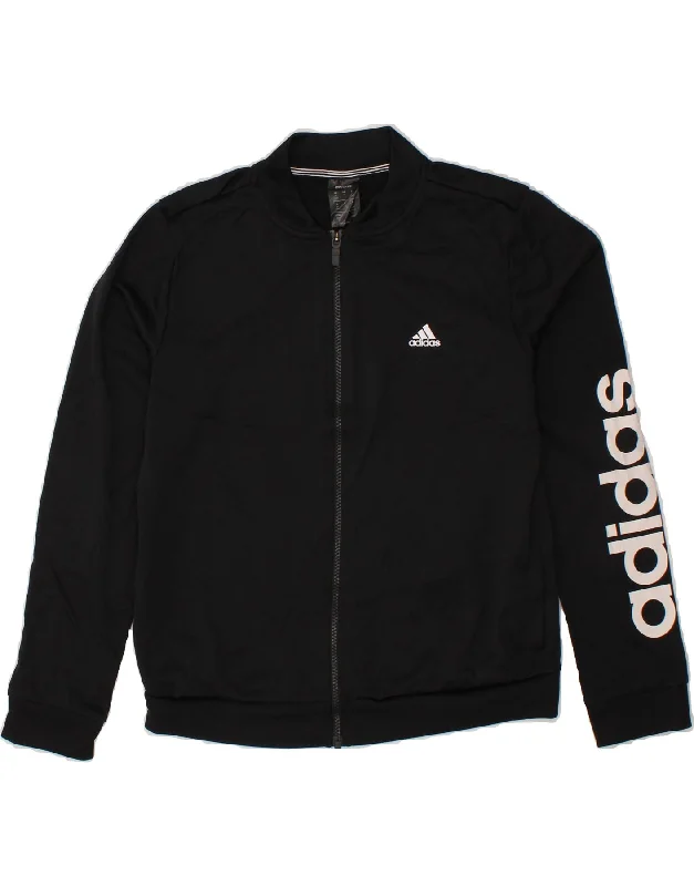 ADIDAS Womens Climalite Graphic Tracksuit Top Jacket UK 12/14 Medium Black