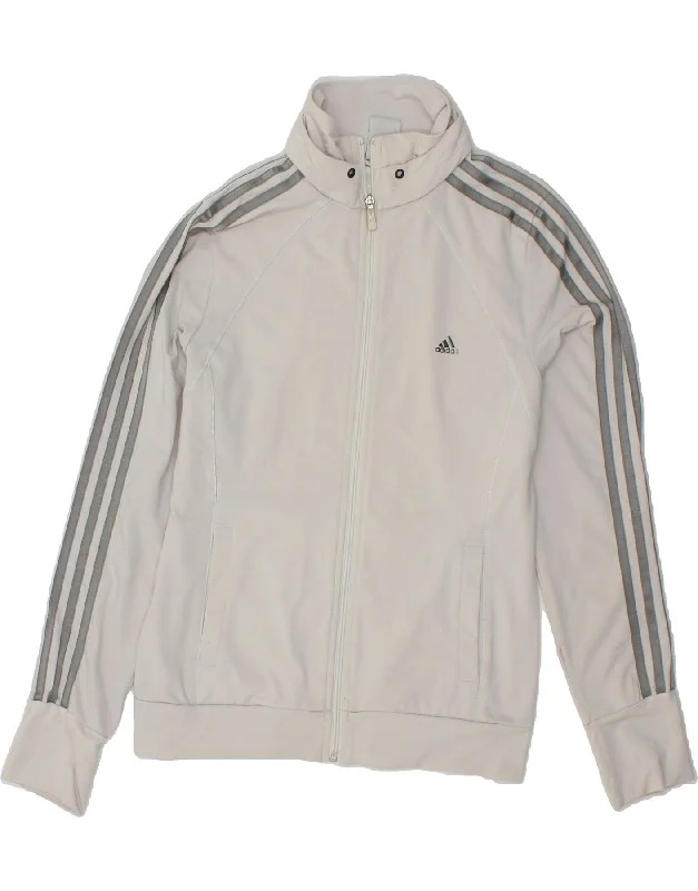 ADIDAS Womens Climalite Tracksuit Top Jacket UK 14 Medium  White Polyester