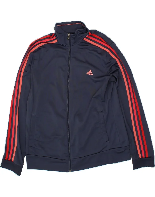 ADIDAS Womens Climalite Tracksuit Top Jacket UK 16/18 Large Navy Blue