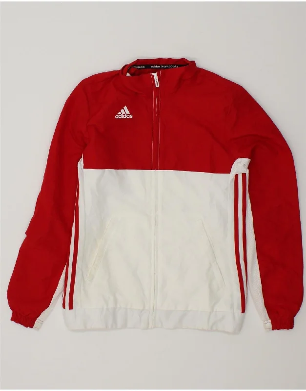 ADIDAS Womens Climalite Tracksuit Top Jacket UK 4/6 XS Red Colourblock