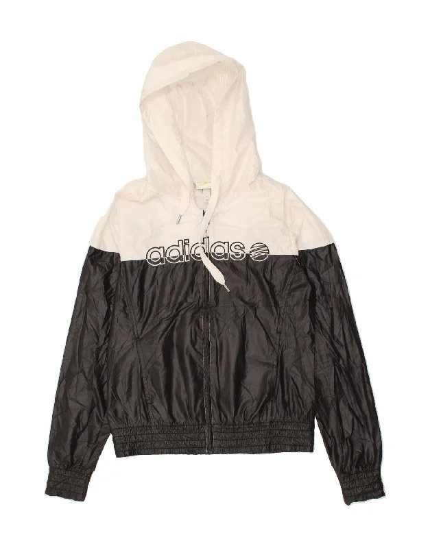 ADIDAS Womens Graphic Hooded Tracksuit Top Jacket UK 10 Small Black Print Jacket Jacquard Jacket Embroidered Jacket ADIDAS Womens Graphic Hooded Tracksuit Top Jacket UK 10 Small Black Print Jacket Jacquard Jacket Embroidered Jacket