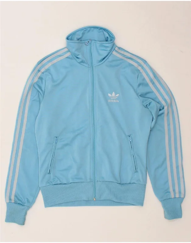 ADIDAS Womens Graphic Tracksuit Top Jacket EU 36 Small Blue Polyester