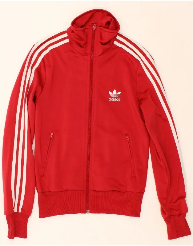 ADIDAS Womens Graphic Tracksuit Top Jacket EU 36 Small Red Polyester