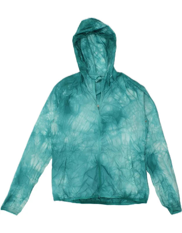 ADIDAS Womens Hooded Tracksuit Top Jacket UK 12 Medium  Turquoise Tie Dye