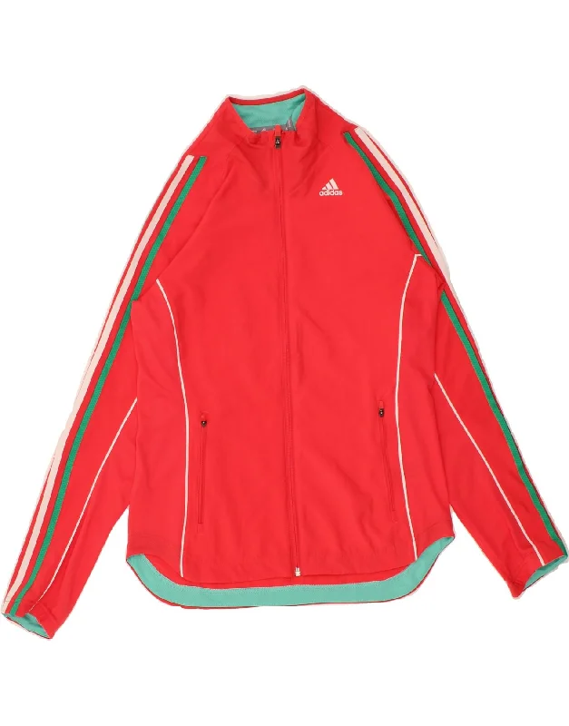 ADIDAS Womens Running Graphic Tracksuit Top Jacket UK 10 Small Red Notch Collar Peter Pan Collar Cowl Neck ADIDAS Womens Running Graphic Tracksuit Top Jacket UK 10 Small Red Notch Collar Peter Pan Collar Cowl Neck