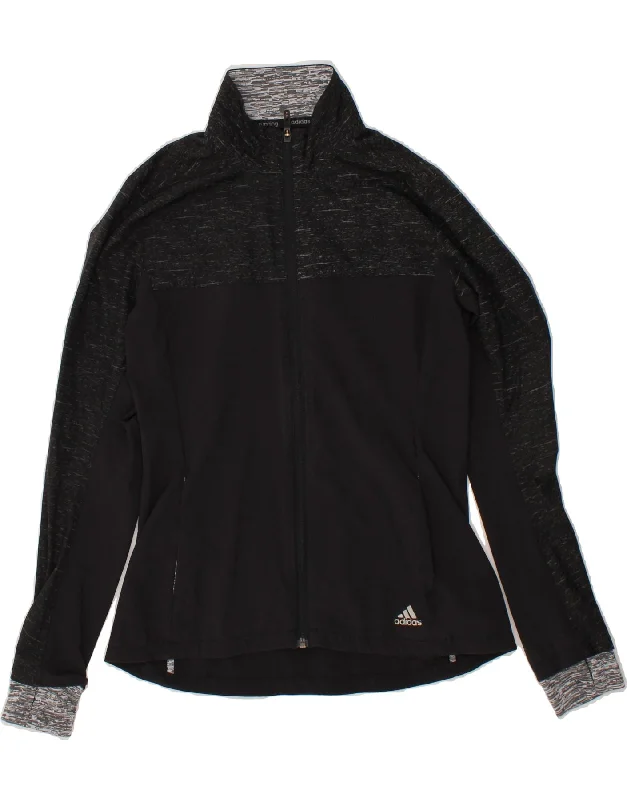 ADIDAS Womens Running Tracksuit Top Jacket UK 8/10 Small Black Colourblock