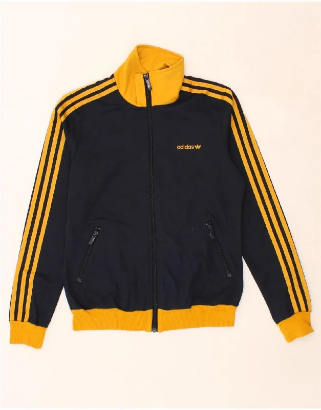 ADIDAS Womens Tracksuit Top Jacket EU 36 Small Navy Blue Colourblock