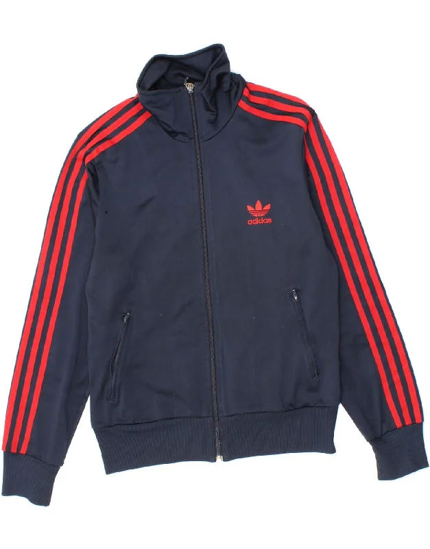 ADIDAS Womens Tracksuit Top Jacket EU 40 Medium Navy Blue Polyester