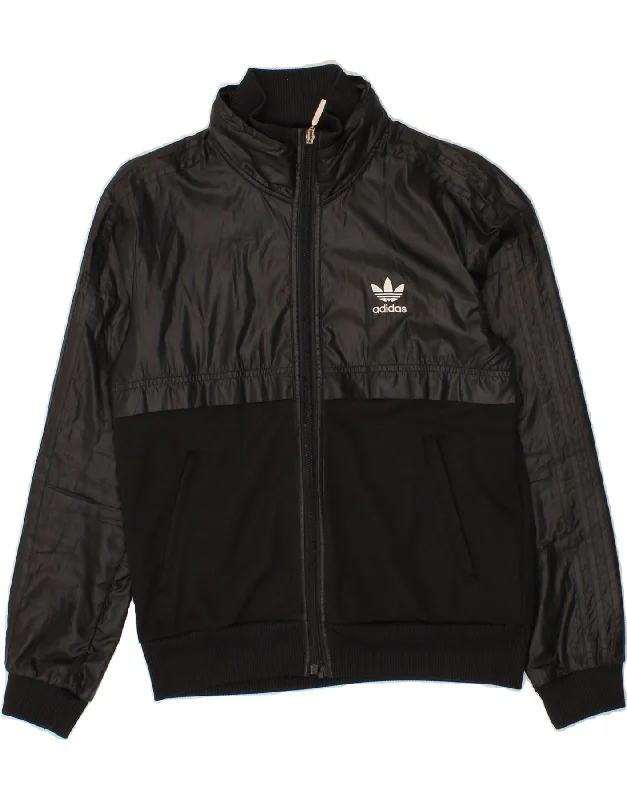 ADIDAS Womens Tracksuit Top Jacket IT 40 Small Black Colourblock Polyester Satin Fabric Silk Fabric Chiffon Fabric ADIDAS Womens Tracksuit Top Jacket IT 40 Small Black Colourblock Polyester Satin Fabric Silk Fabric Chiffon Fabric