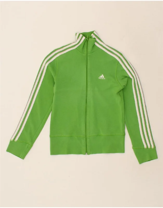 ADIDAS Womens Tracksuit Top Jacket UK 10 Small Green Cotton