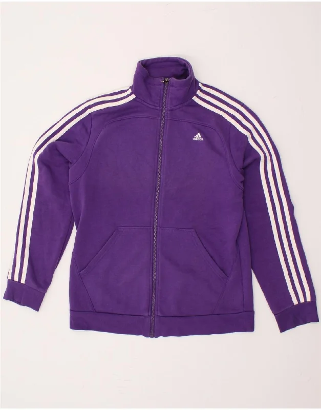 ADIDAS Womens Tracksuit Top Jacket UK 12/14 Medium Purple Cotton