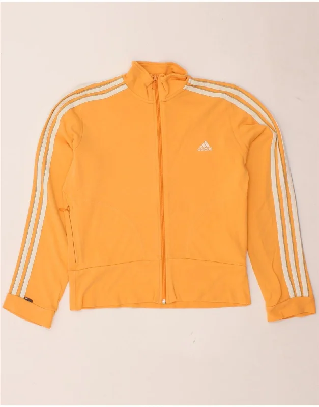 ADIDAS Womens Tracksuit Top Jacket UK 12 Medium  Yellow Cotton