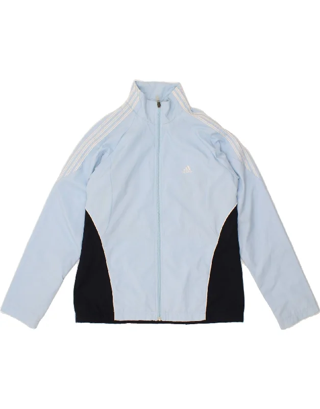ADIDAS Womens Tracksuit Top Jacket UK 14 Large Blue Colourblock Polyester Rayon Fabric Velvet Fabric Corduroy Fabric ADIDAS Womens Tracksuit Top Jacket UK 14 Large Blue Colourblock Polyester Rayon Fabric Velvet Fabric Corduroy Fabric