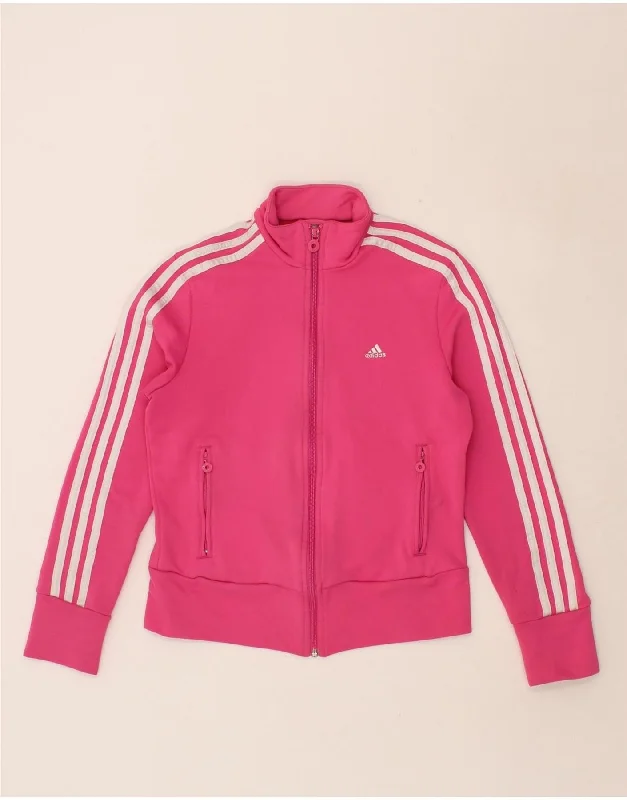 ADIDAS Womens Tracksuit Top Jacket UK 14 Medium Pink Polyester