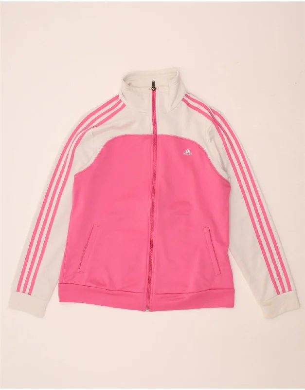 ADIDAS Womens Tracksuit Top Jacket UK 16/18 Large Pink Colourblock Cotton Fabric Linen Fabric Terry Fabric ADIDAS Womens Tracksuit Top Jacket UK 16/18 Large Pink Colourblock Cotton Fabric Linen Fabric Terry Fabric